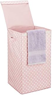 mDesign Large Laundry Hamper Basket with Hinged Lid - Portable and Foldable