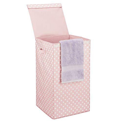 mDesign Large Laundry Hamper Basket with Hinged Lid - Portable and Foldable