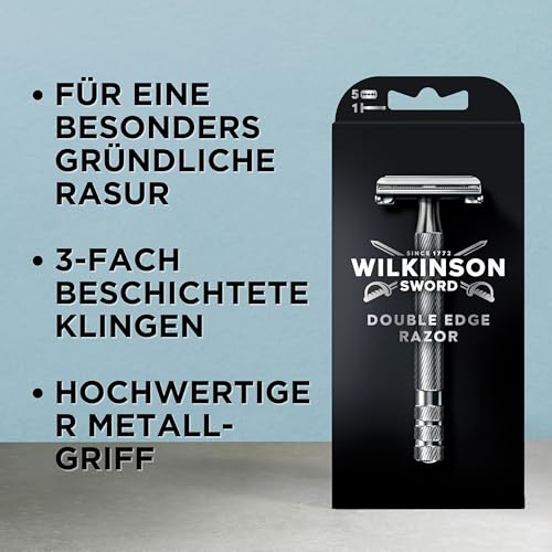 Wilkinson Sword - Barber's Style The Edger für Männer, Double Edge Rasierer + 5 Rasierklingen