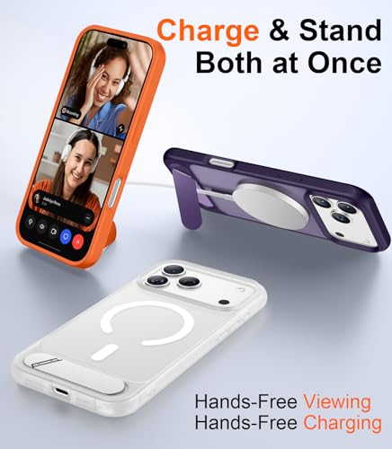 Image of Designed for iPhone 17 Pro Max Case, [Built-in Invisible Kickstand][Compatible with MagSafe][Military Grade Shockproof] Slim Translucent Matte Phone Case 6.9 inch (Clear Matte)