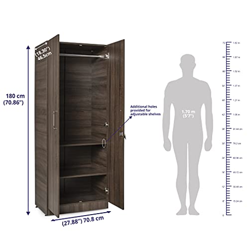 Image of Wakefit Wardrobe | 1 Year Warranty | Engineered Wood Almirah, Cupboard for Clothes Storage | 2 Door, 1 Hanging Space | Taffeta - Napa Oak
