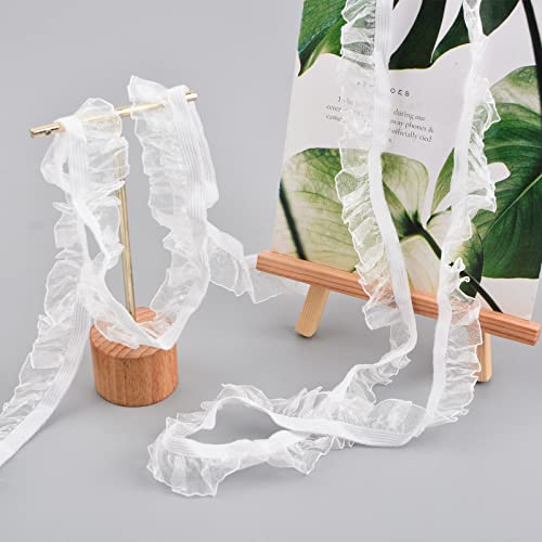 Urroma Lace Ruffle Trim Ribbon, 22 Yards Satin Organza Lace Ribbon Lace Fabric Trim By The Yard For Dress Clothes Shoes Bridal Wedding Party Embellishment Decoration #TOP4