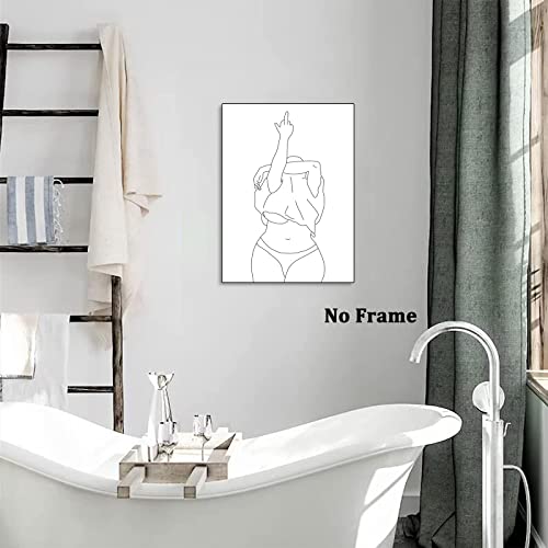Minimalist Line Wall Art Line Silhouette Painting Woman Outline Art Body Line Art Black And White Line Artwork Line Gesture Canvas Modern Minimalist Abstract Line Art Woman Print 16X24Inch No Frame #TOP6