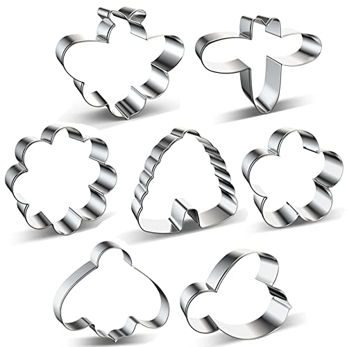 Honeybee Series Cookie Cutters Set Of 7 Pcs, Stainless Steel Bee/Honeycomb/Flower Shaped Fondant Cutter Molds Baking Diy #TOP5