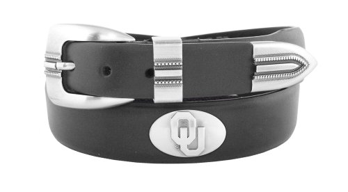 Zep-Pro UOK-BBLPT-BLK-34 Ncaa Oklahoma Sooners Black Tip Leather Concho Belt cover