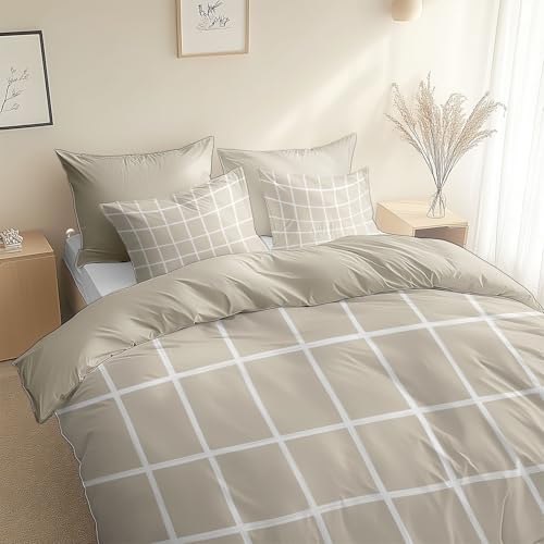 Housse couette géométrique fermeture éclair lit double 160x200 polycoton - 2