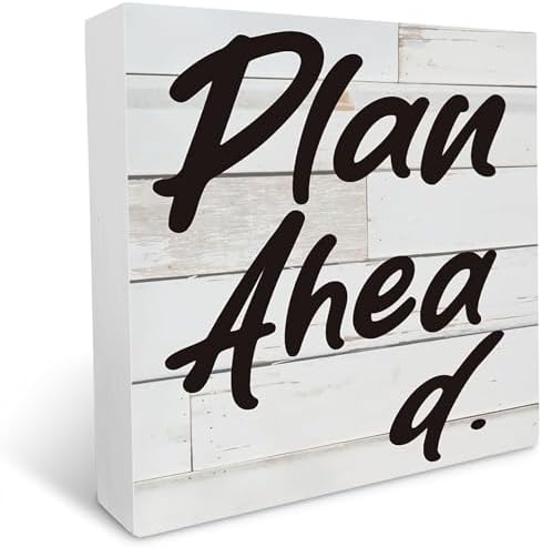 Humor Office Wood Box Sign, Farmhouse Plan Ahead Wood Square Sign...