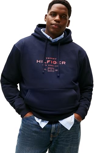 Tommy Hilfiger Men’s Oval Graphic Hoodie with Logo, Blue (Desert Sky), 2XL