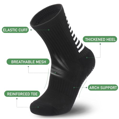 Ultrafun 4 Pairs Soccer Socks with Grips Non Slip Football Basketball Athletic Socks for Men Women2