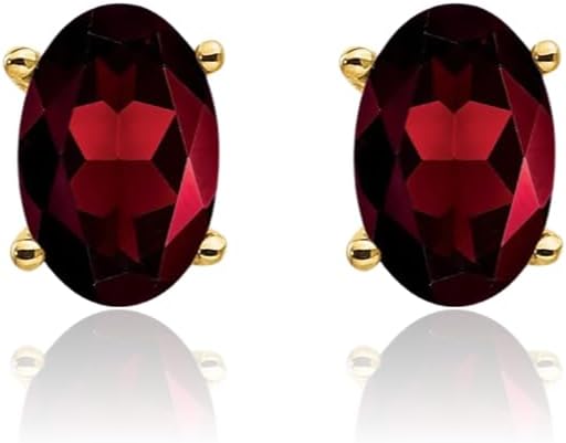 IceCarats 14K Solid Yellow Gold 1.20 carat Red Garnet Medium Stud Earrings 6mm 1/4 inch Oval Cut, Natural, Prong Set, Butterfly Back For Her