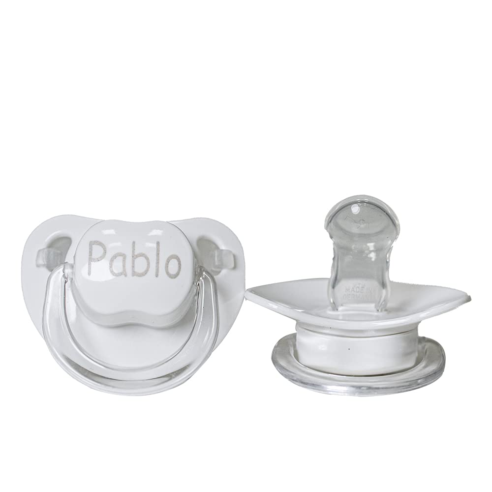 Cadeau de Naissance pour Nouveau-Né - Doudou avec Le Prénom du Bébé Brodé, Tétine Personnalisée avec Prénom de Bébé et 2 Mousselines -Gris | BebeDeParis