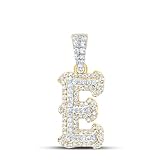 Jewels By Lux 10k Yellow White 1/3 Cttw Natural Diamond Fashion Initial E Pendant