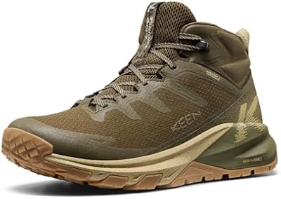 KEEN Men's Targhee Apex Mid Height Waterproof Hiking Boots - Durable & Lightweight, Dark Olive/Khaki...