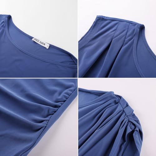 Image of GRACE KARIN One Shoulder Summer Tops for Women Ruched Batwing Asymmetrical Tops Dressy Casual Party Shirts