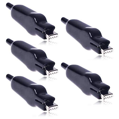 Wsere 5 Pack 20A Pvc Sheathed Alligator Clamps Crocodile Clips Insulated Battery Clip For Various Electrical Projects, Safety And Reliable (Black) #TOP9