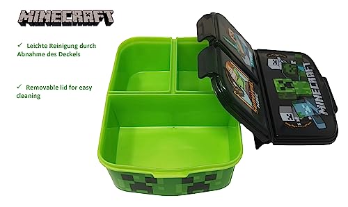 Theonoi Kinder Brotdose Minecraft – Lunchbox mit Fächern & Unterteilung, BPA-frei, Sandwichbox für Schule & Kindergarten