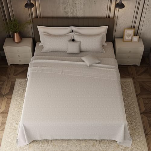 Image of BOUTIQUE LIVING Platinum Pulse Manchester 100% Cotton 800 TC Grey Ethnic Print King Bedding Set