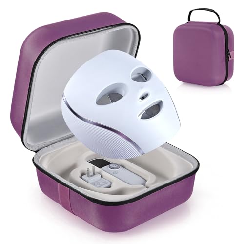 jkyoo Face Mask Case Compatible with Shark CryoGlow LED Face Mask, Hard Shell Protective & Shock-Absorbing Fleece Lining EVA with Handle for Secure Storage, Travel Carrying (Magenta)