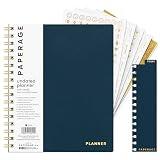 PAPERAGE Undated 12 Month Weekly & Monthly Planner with Durable Cover & Spiral Binding, 7.5 in x 9 in, Productivity Planner with Note Pages, Goals & Budget Trackers, Stickers & Bookmark (Navy)