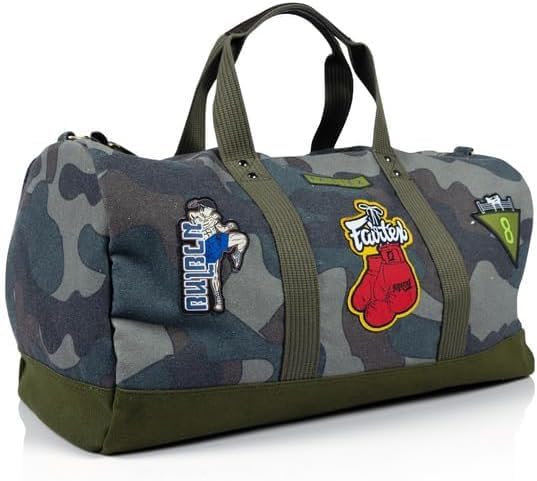 Fairtex BAG 24 Camo Duffel Bag – Heavy Duty Gym Carryall for MMA, Muay Thai, Boxing, Martial Arts & Training | Durable Camouflage Sports Duffel with Water-Resistant Lining
