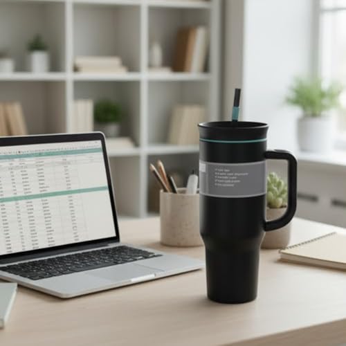 Image of HomeCloud 1200ml Insulated Coffee Tumbler with Lid - Double Wall Travel Mug for Hot & Cold Drinks, Leak-Proof, Durable, Portable, Stylish Stainless Steel Design (Black B)