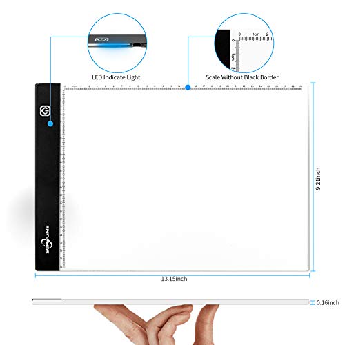 LED Light Pad for Diamond Painting - A4 Tracing Light Box Tracer Board, USB Power, Dimmable Brightness for Weeding Vinyl, Art Drawing, Sketching, Animation