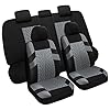 Pariitadin Car Seat Covers Full Set, Washable and Breathable Premium Cloth Automotive Vehicle Seat Cover for Car Interior, Universal Fit for Most Cars, Sedan, Truck, SUV(Black/Gray)