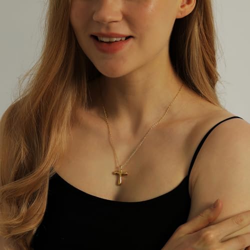 Cross Necklace for Women 14K Gold Plated Cross Pendant Necklace Dainty Faith Cross Jewelry Sparkling Copper Chain Elegant Gift3