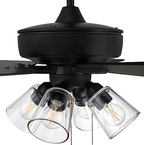 Craftmade S104FB5-60FBGW Super Pro 60" Ceiling Fan with LED Lights & Pull Chain, 5 Reversible Flat Black/Greywood MDF Blades, Flat Black thumbnail 2