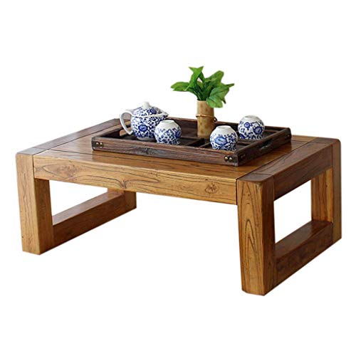 Table basse bois massif orme pour petit balcon et tatami - 2