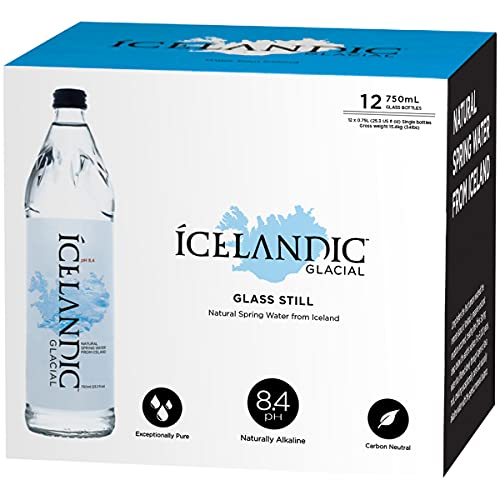 12x Água Mineral Com Gás ICELANDIC Vidro 750ml
