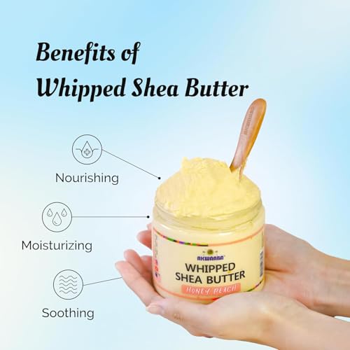 AKWAABA Whipped Shea Butter (Honey Peach) – Nourishes & Moisturizes | Made with Shea Butter | No Dyes & Parabens | 12 oz / 340 g