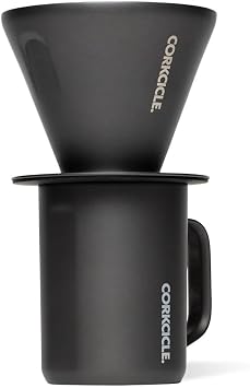 Corkcicle Pour Over Set - Pour Over Coffee Maker for Your Home - Triple-Insulated Stainless Steel Mug - BPA & Phthalate Free - With Non-Slip Silicone Base - Home Barista Set - Ceramic Slate