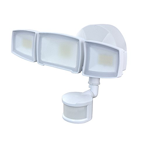 Good Earth Lighting Three-Head 2N1 LED Motion Security & Area Light - Bright White Light - 50,000 Hours Lamp Life - Direct Wire Installation - Energy Star -White