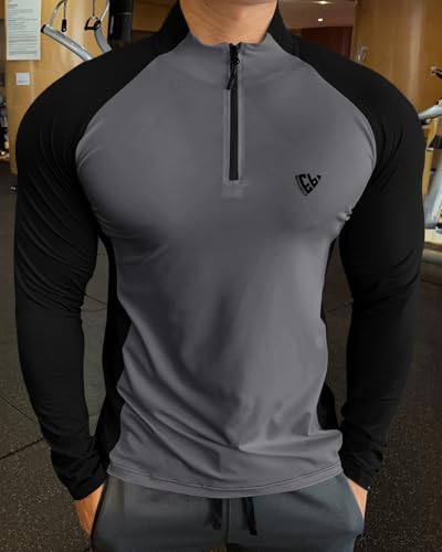 Image of EYEBOGLER Men High Neck ColourBlocked Full Sleeve Regular Fit T-Shirt