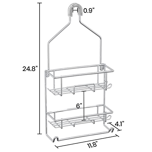 TreeLen Shower Caddy Hanging over Shower Head Shower Hanger Organizer with 10 hooks Bathroom Storage Shelf-Chrome by TreeLen - Image 5