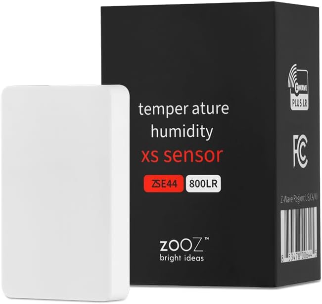 800 Series Z-Wave Long Range Temperature | Humidity XS Sensor ZSE44 800LR. Hub Required (Sold Separately). Compatible with Z-Box, SmartThings, Hubitat, and Home Assistant (Z-Wave JS).
