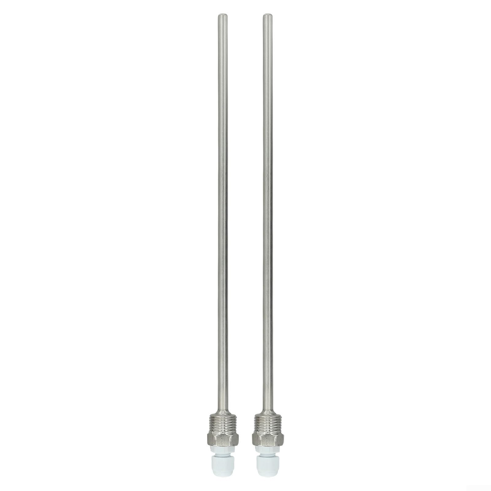 Stainless Steel Thermowell 2pc G 1/2 Inch Thread For Immersion Sleeve Pocket for Temperature Sensor Installation PN40 Pressure Class (8x300mm)
