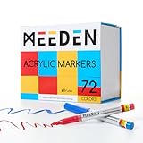 MEEDEN Acrylic Paint Marker Brush Tip: 72 Colors Large Capacity Acrylic Markers with Automatic Ink Control for DIY Art Crafts - Waterproof Paint Pens for Rock, Wood, Glass, Fabric, Ceramic, Metal