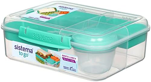 Sistema Bento Box TO GO | Lunch Box with Yoghurt/Fruit Pot | 1.65 L | BPA-Free | Assorted Colours (Varies by Pack) | 1 Count