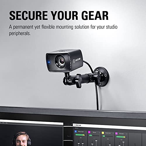 Elgato Wall Mount - Hochwertiger horizontaler Gelenkarm, ¼-Zoll-Gewinde für einfaches Befestigen und Anpassen von Beleuchtung, Kameras und Mikrofonen, perfekt für Streaming, Videokonferenzen, Studios