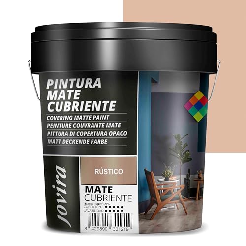 JOVIRA PINTURAS Pintura Mate Cubriente | Colores | Pintura interior-exterior con excelente poder cubriente. (4 Litros, Rústico) T