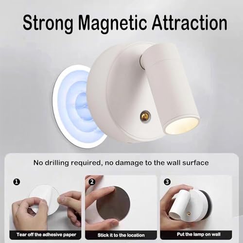 Image of Neioaas Spotlights Indoor -Rechargeable Plant Spotlight,White | 360 Rotate LED Uplighting,3 Dimmable Adjustable Wall Mount Ceiling Spotlight for Artwork Painting Tree Plant Wall Light