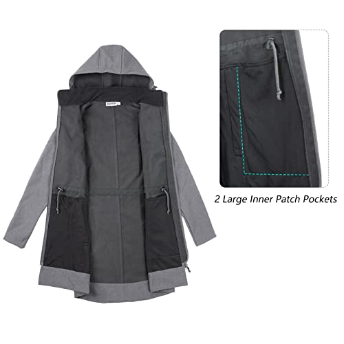 33,000Ft Women's Waterproof Softshell Long Rain Jacket With Hood Fleece Lined Windproof Windbreaker #TOP3