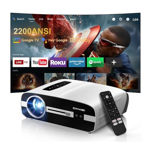 Ultra HD 4K Google TV Projector, HDR10+ 2200 ANSI High-Bright Home Theater Projector - ToF CMOS...