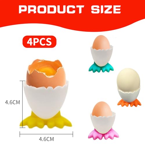 4 Pcs Egg Cup Holders & 1 Egg Bottle Opener Set, Boiled Egg Stand for Breakfast, Stainless Steel Easter Egg Cutting Machine, Kitchen Accessories - Image 2