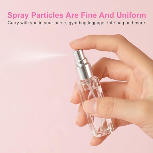 LOPHE Rozpylacze do perfum do wielokrotnego napełniania, 6 sztuk mini butelek do perfum, puste przezroczyste szklane butelki z rozpylaczem do perfum, przenośny rozpylacz z drobną mgiełką do torebki