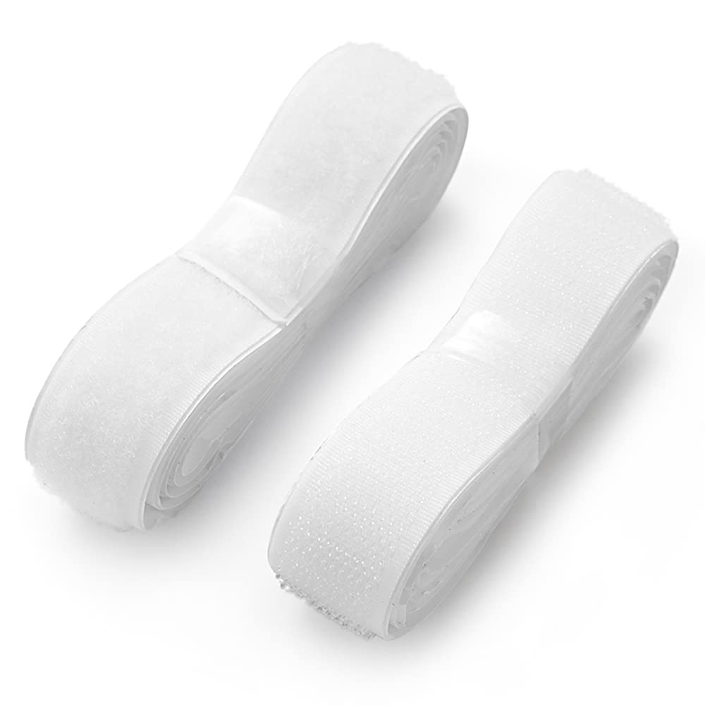 Dekton White 20mm x 1m Hook & Loop Fastener – 100% Nylon with Self-Adhesive Backing for Secure and Versatile Use – Ideal for Crafts, Organization, and Home Projects – Easy to Apply and Durable