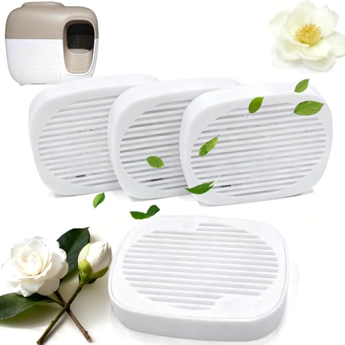 NewKe 4 Pcs Robertet Fragrance Box for PetSnowy Snow+ Automatic Cat Litter Box, Odor Remover for PetSnowy Self-Cleaning System, Removing Litter Odors, White Tea Aroma, Fragrance Refills