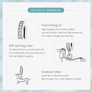 Dachshund Charms Dog Charms 925 Sterling Silver Cute Puppy Charms Pendant Fits Pandora Charms Bracelet Necklace for Women Cucciolini Doodles Dachshund charms dog charms 925 sterling silver cute puppy charms pendant fits pandora charms bracelet necklace for women cucciolini doodles